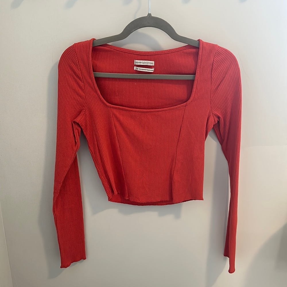 Urban outfitters red long sleeve crop